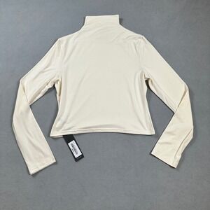 S.DEER Cropped Top Womens XXL Cream Knit Turtleneck Long Sleeve Fitted NWT